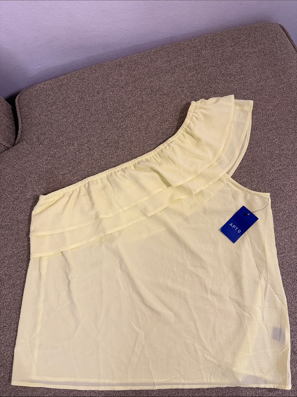 Apt. 9 One-Shoulder Ruffle Top in Pale Yellow Sz XL